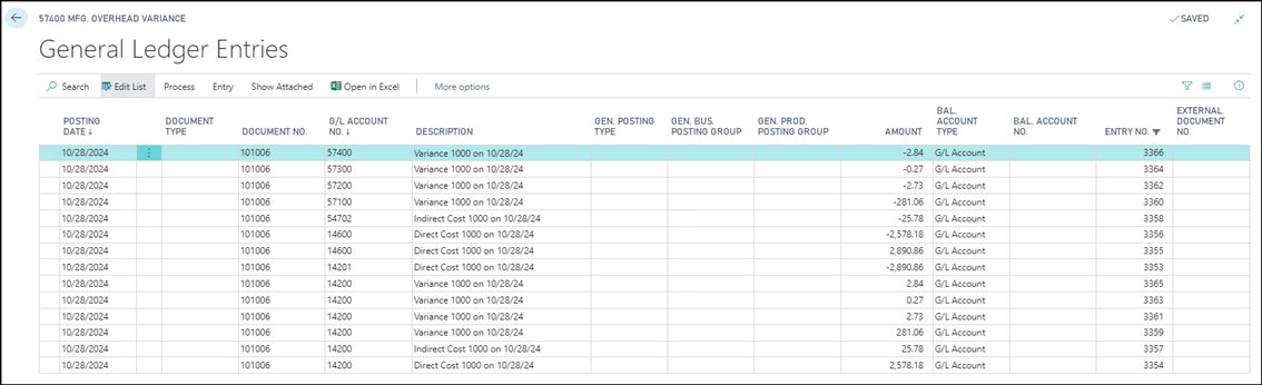 General Ledger Entry